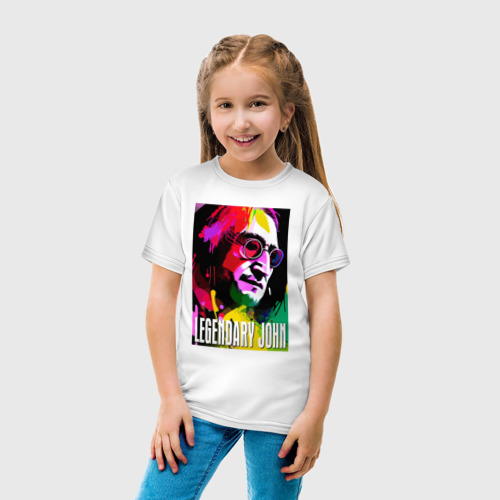 Детская футболка хлопок с принтом Legendary John - The Beatles, вид сбоку #3