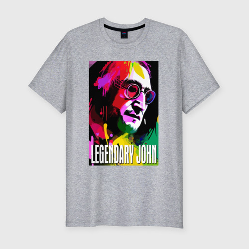 Мужская футболка хлопок Slim с принтом Legendary John - The Beatles, вид спереди #2