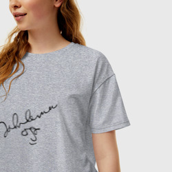 Женская футболка хлопок Oversize Джон Леннон - автограф - фото 2