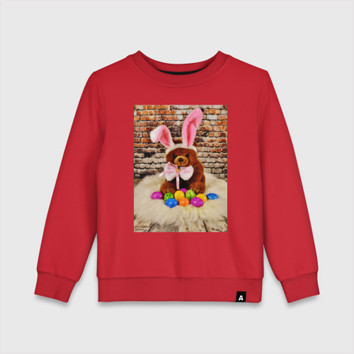 Детский свитшот хлопок Кролик счастья, цвет красный