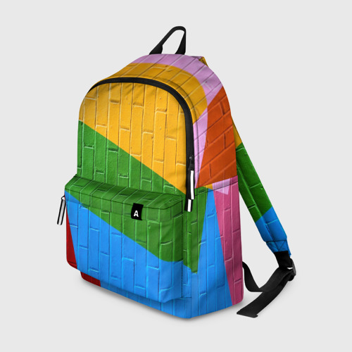 Рюкзак 3D с принтом Красочная стена, вид спереди #2
