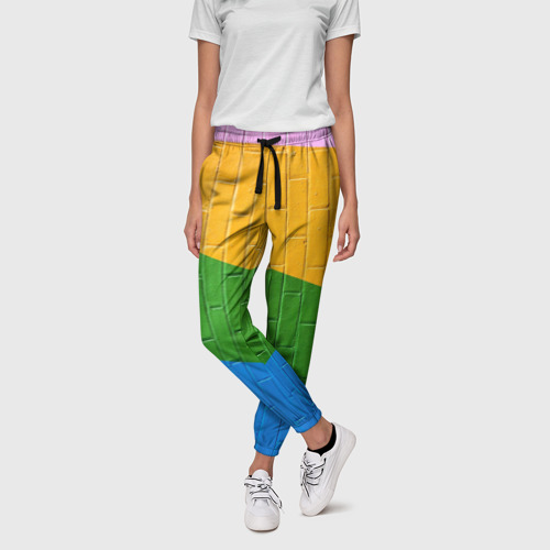 Женские брюки 3D с принтом Красочная стена, фото на моделе #1