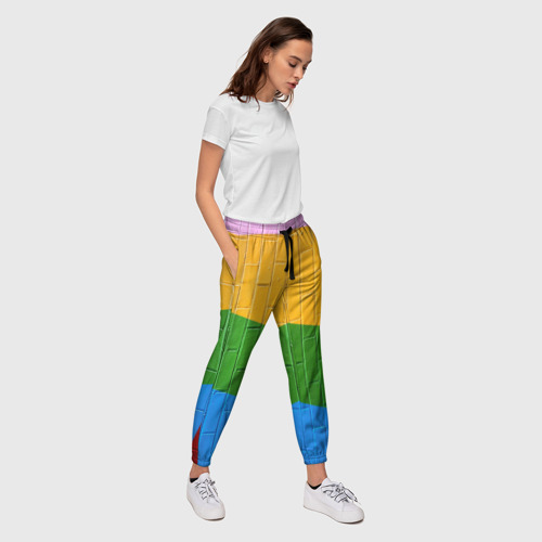 Женские брюки 3D с принтом Красочная стена, вид сбоку #3