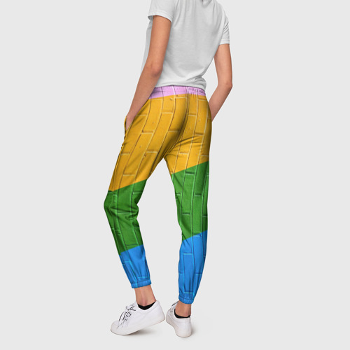 Женские брюки 3D с принтом Красочная стена, вид сзади #2
