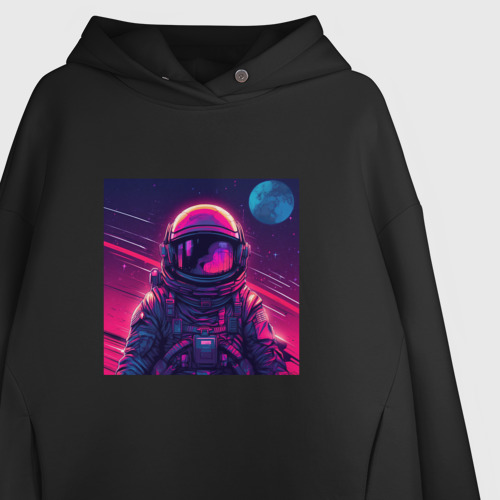 Женское худи Oversize хлопок Astronaut, цвет черный - фото 3