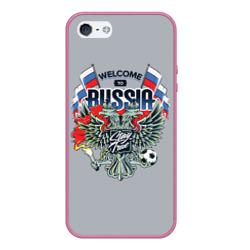 Чехол для iPhone 5/5S матовый Welcome to Russia - футбол