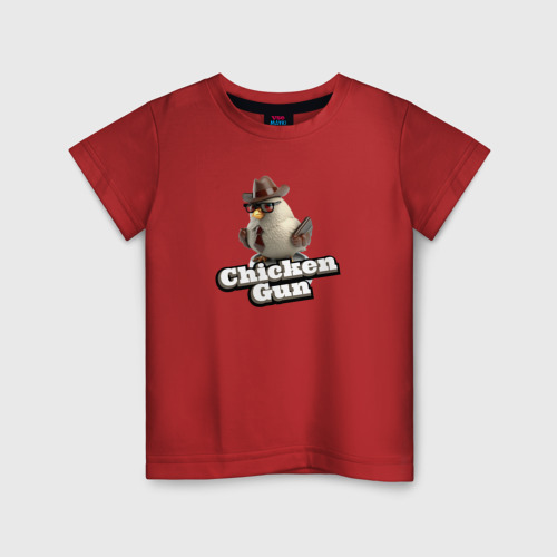 Детская футболка хлопок Chicken Gun glossy figurine, цвет красный