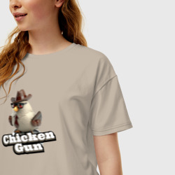 Женская футболка хлопок Oversize Chicken Gun glossy figurine - фото 2