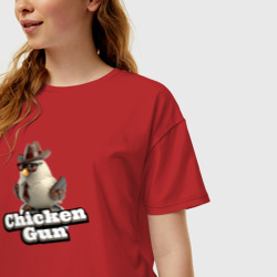 Женская футболка хлопок Oversize Chicken Gun glossy figurine - фото 2