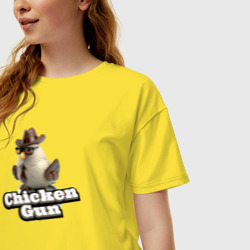 Женская футболка хлопок Oversize Chicken Gun glossy figurine - фото 2