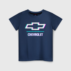 Светящаяся детская футболка Значок Chevrolet в стиле glitch