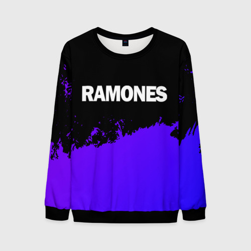 Мужской свитшот 3D Ramones purple grunge, цвет черный