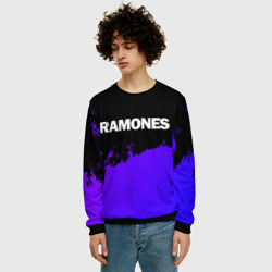 Мужской свитшот 3D Ramones purple grunge - фото 2
