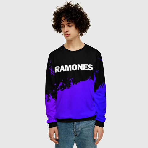 Мужской свитшот 3D Ramones purple grunge, цвет черный - фото 3