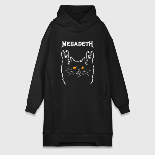Платье-худи хлопок Megadeth rock cat, цвет черный