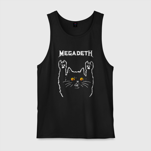 Мужская майка хлопок Megadeth rock cat, цвет черный