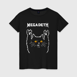 Женская футболка хлопок Megadeth rock cat