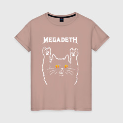 Светящаяся женская футболка Megadeth rock cat