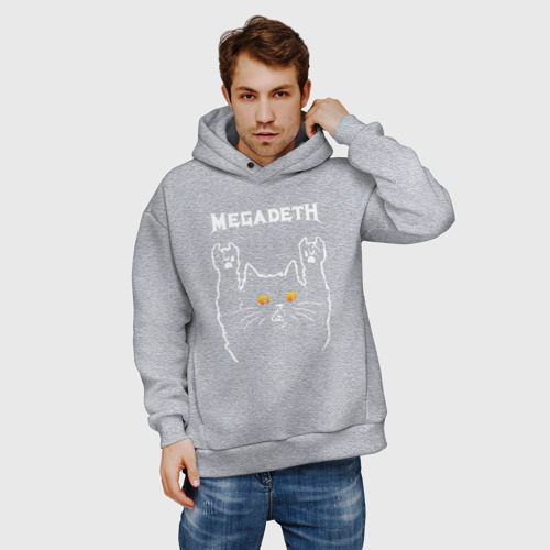 Мужская светящаяся толстовка с принтом Megadeth rock cat, фото на моделе #1