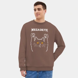 Мужской свитшот oversize без начеса хлопок Megadeth rock cat - фото 2