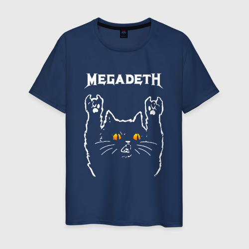 Светящаяся мужская футболка с принтом Megadeth rock cat, вид спереди №1