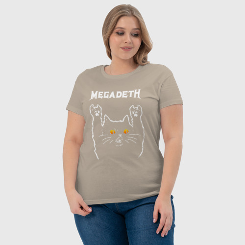 Светящаяся женская футболка Megadeth rock cat, цвет миндальный - фото 6