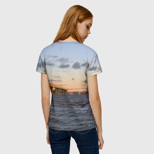Женская футболка 3D Санкт-Петербург: Финский залив вид с Васильевского острова, цвет 3D печать - фото 4