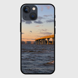 Чехол для iPhone 13 mini Санкт-Петербург: Финский залив вид с Васильевского острова