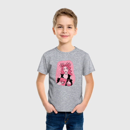 Детская футболка хлопок с принтом Ведьмочка, фото на моделе #1