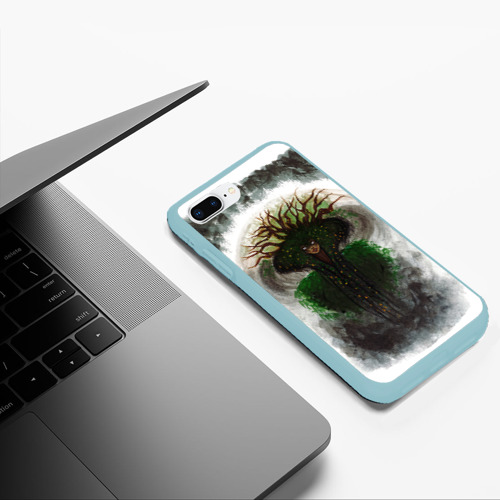 Чехол для iPhone 7Plus/8 Plus матовый Ведьма из леса на фоне еловых ветвей, цвет мятный - фото 5