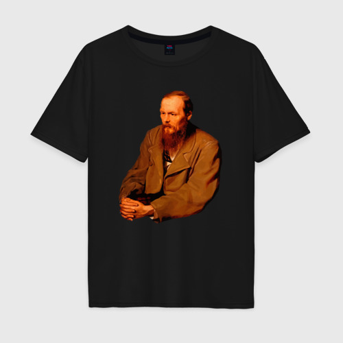 Мужская футболка хлопок Oversize Ф. Достоевский, цвет черный