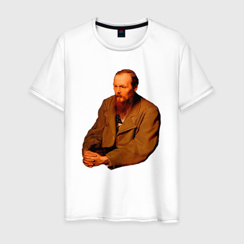 Мужская футболка из хлопка с принтом Ф. Достоевский, вид спереди №1