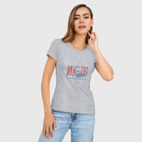 Женская футболка хлопок Slim Ил76, цвет меланж - фото 3