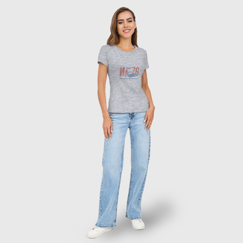 Женская футболка хлопок Slim Ил76, цвет меланж - фото 5