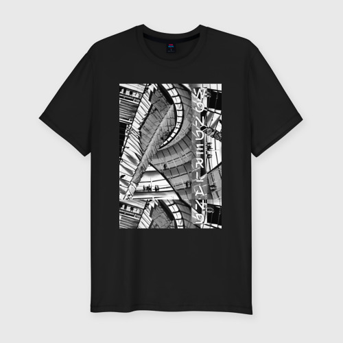 Мужская футболка хлопок Slim Зазеркалье в стиле урбан, цвет черный