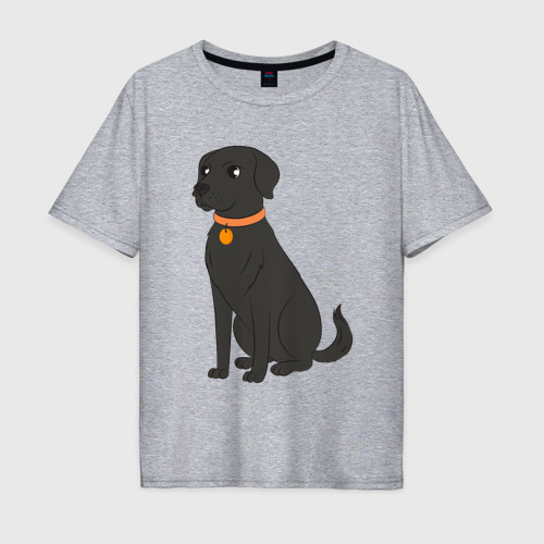 Мужская футболка хлопок Oversize с принтом Чёрный пёс, вид спереди #2