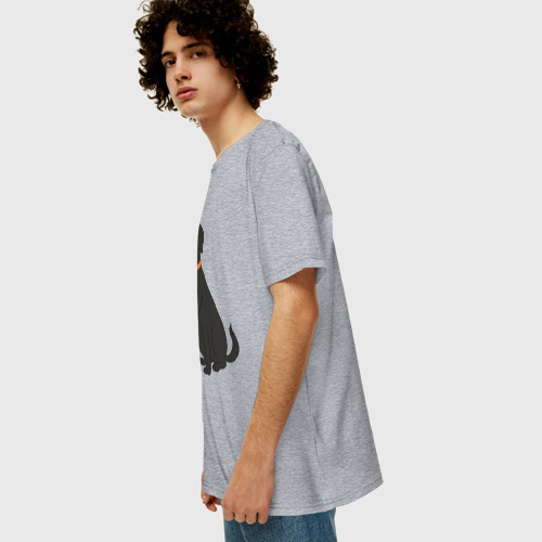 Мужская футболка хлопок Oversize с принтом Чёрный пёс, вид сбоку #3