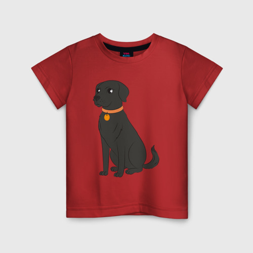 Детская футболка хлопок с принтом Чёрный пёс, вид спереди #2