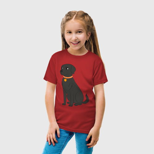 Детская футболка хлопок с принтом Чёрный пёс, вид сбоку #3