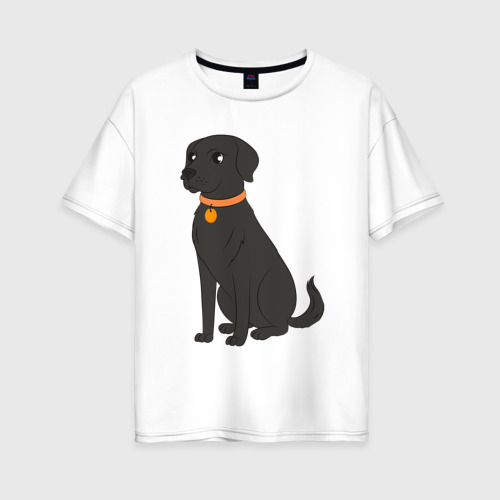 Женская футболка хлопок Oversize с принтом Чёрный пёс, вид спереди #2