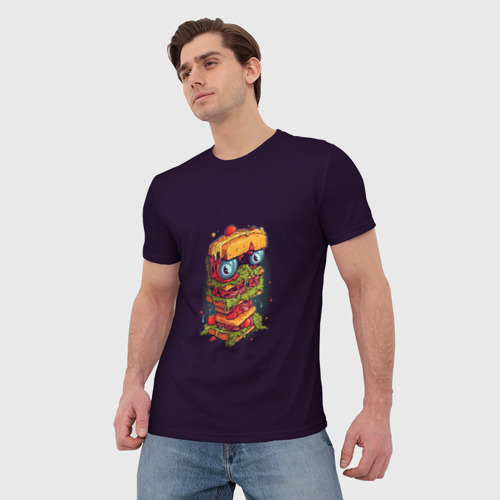 Мужская футболка 3D с принтом Сэндвич с глазами, фото на моделе #1