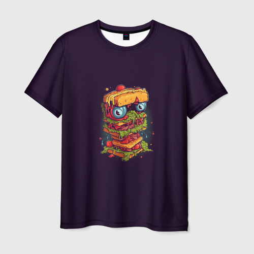 Мужская футболка 3D с принтом Сэндвич с глазами, вид спереди #2