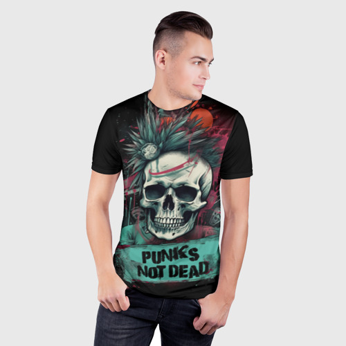 Мужская футболка 3D Slim Punks not dead, цвет 3D печать - фото 3