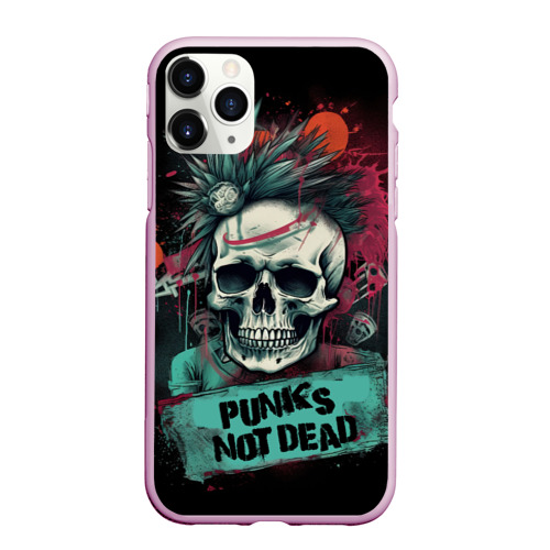 Чехол для iPhone 11 Pro матовый Punks not dead, цвет розовый