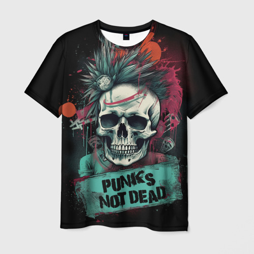 Мужская футболка с принтом Punks not dead, вид спереди №1