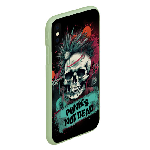 Чехол для iPhone XS Max матовый Punks not dead, цвет салатовый - фото 3