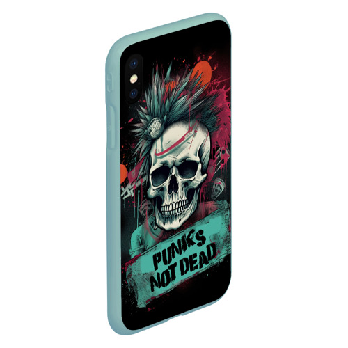 Чехол для iPhone XS Max матовый Punks not dead, цвет мятный - фото 3