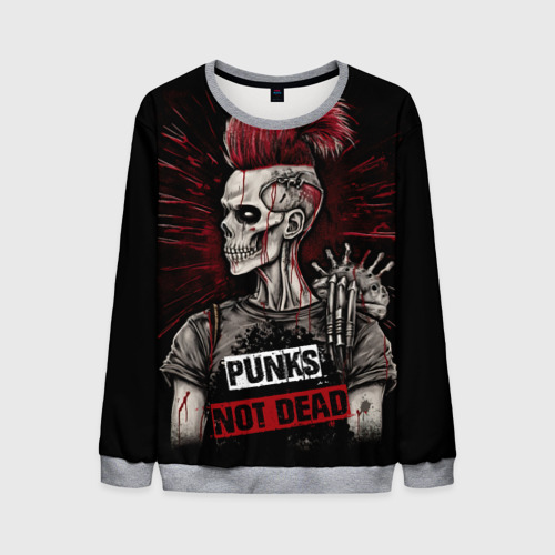 Мужской свитшот 3D Punks not      dead, цвет меланж