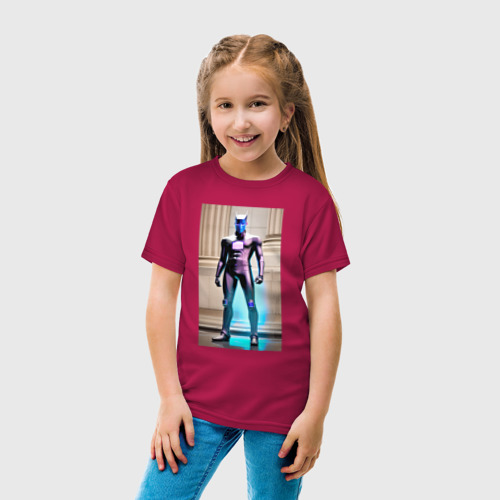 Детская футболка хлопок с принтом Пришелец принял образ землянина - Киберпанк, вид сбоку #3
