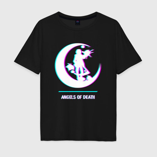 Мужская футболка хлопок Oversize с принтом Символ Angels of Death в стиле glitch, вид спереди #2